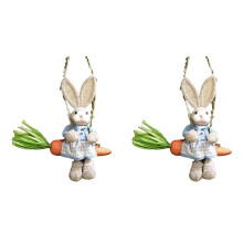 2X Statuetta del Coniglietto di Paglia Pasqua, Coniglio Paglia Sull'Altalena Carota, Statua del Coniglietto Ornamento da Appendere A