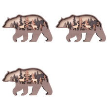 3X Bear and Deer Wall Decoration, Bear Decorations for Home, Bear Art Wall Decor, Rustic Home Decor, Cabin Decor