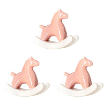 3X Statue de Cheval à Bascule en Céramique pour la Maison, Sculpture D'Art Moderne pour Décor D'ÉTagère de Table, Ornement de Bureau de Figurine
