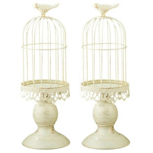 2X Vintage Bird Cage Candle Holder Wedding Table Decoration Props Wedding Decoration Metal Iron Candle Holder,White,S