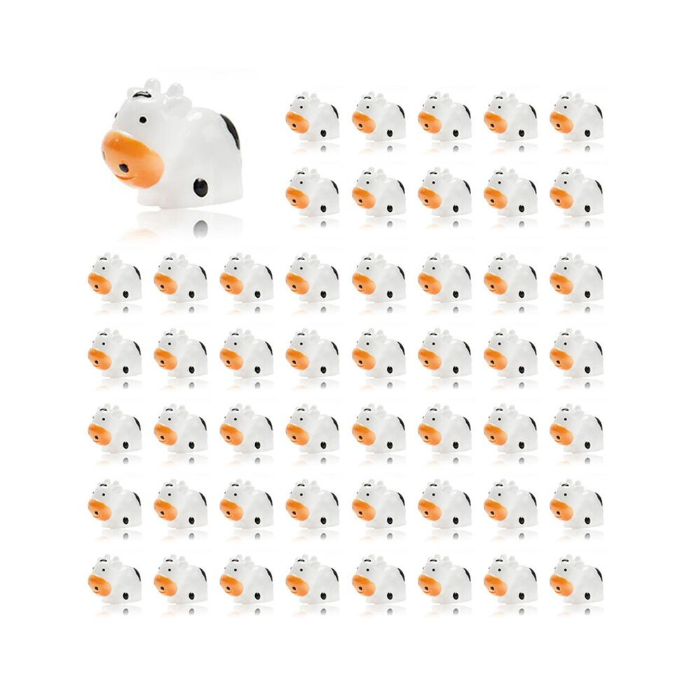 Semoic 200 Pcs Cow Figurines Resin Cow Miniature Animals Figurines Fairy Garden Miniature Moss Landscape Diy Crafts