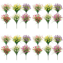 Fiori Artificiali per Esterni, 24 Pacchi di Piante Artificiali da Esterno, Fiori Finti, Piante Finte Resistenti Ai Raggi UV, da Esterno