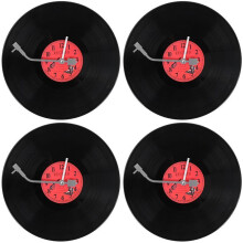 4X Europeisk Retro Nostalgisk Ultratyst Klocka Vinylskiva Personlighet Väggklocka Cafe Bar Dekorativ Väggklocka
