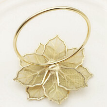 10Pcs Flower Design Napkin Rings Metal Gold Napkin Buckle Napkin Ring Holder & 6Pcs Christmas Wreath Napkin Rings