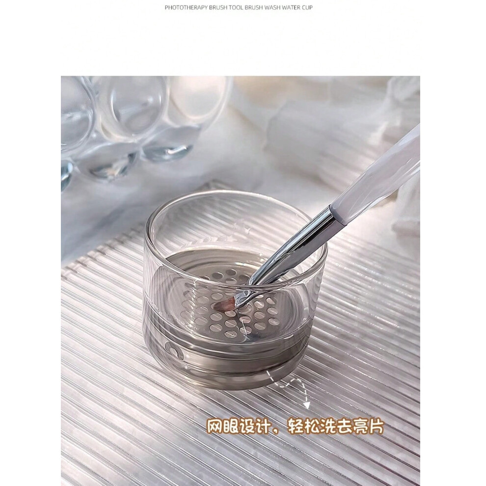 Nail Brush Cleaning Cup with Stainless Steel Mesh Strainer