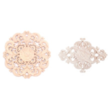 2 Pcs Rubber Wood Carved Long Applique Unpainted Flower Walls Cabinets Door Decor Wood Color, 21X15cm & 15cm Type B