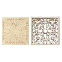 2Pcs Rubber Wood Carved Floral Decal Onlay Applique Furniture DIY Decor, 20 X 20cm & 10 X 10cm