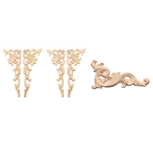 1 Pcs Wood Carved Decal Corner Onlay Applique 12 X 6Cm & 4Pcs 20 X 10Cm Wood Modern Wall Frame Corner Door