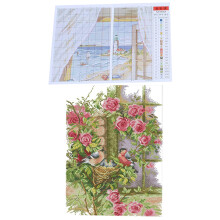 Embroidery Kit 14CT Birds' Family Pattern -Stitching 35 x 45cm & Window Outside the Sea Stitch 33 x 40cm