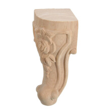 4Pcs 20 x 5cm Rubber Wood Carved Long Onlay Applique Unpainted Rose Flower & 4PCS 10X6cm Wood Carved Furniture Foot Legs