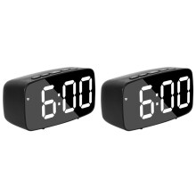 2X Sveglia Digitale Intelligente da Comodino, Orologio da Tavolo USB da Viaggio un LED Bianco con 12 / 24H Data Temperatura Snooze per Camera da