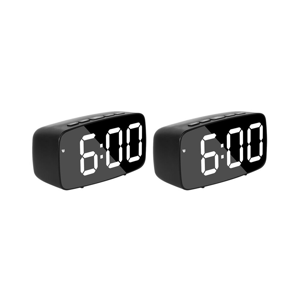 2X Digital Alarm Clock Bedside, Led Travel Usb Desk Clock With 12/24H Date Temperature Snooze White/Black Torribaly
