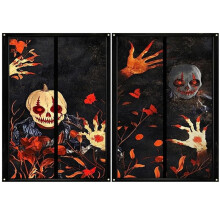 2Pack Halloween Window Decorations Horror Skull Poster Indoor and Outdoor Party Decoration (Terrifying Skull)