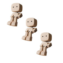 Conjunto de 3 peças de enfeites de bonecas de madeira que balançam