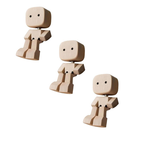 Conjunto de 3 peças de enfeites de bonecas de madeira que balançam