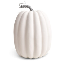 Halloweendekoration pumpa, konstgjord pumpa bondgårdsstil lantlig höst Thanksgiving matbord central dekoration köksdekoration vit