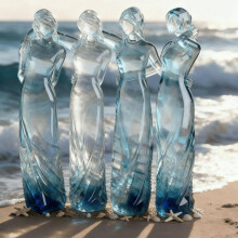 Sculpture commémorative en résine et verre de mer, ornement commémoratif pour sœur.