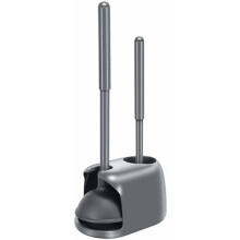 Ensemble brosse et ventouse de toilette avec support de rangement dissimulé
