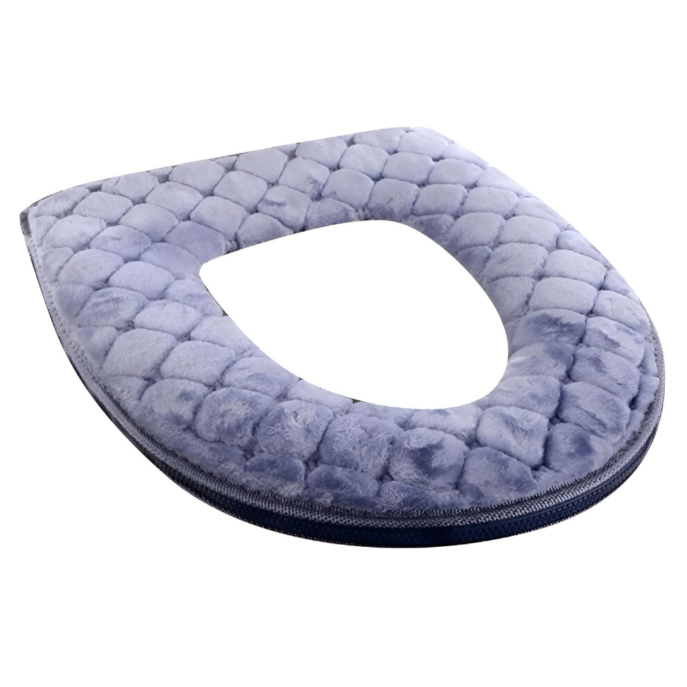 Warm Plush Toilet Seat Cushion With Zipper Â Violet Grey 9058772277756
