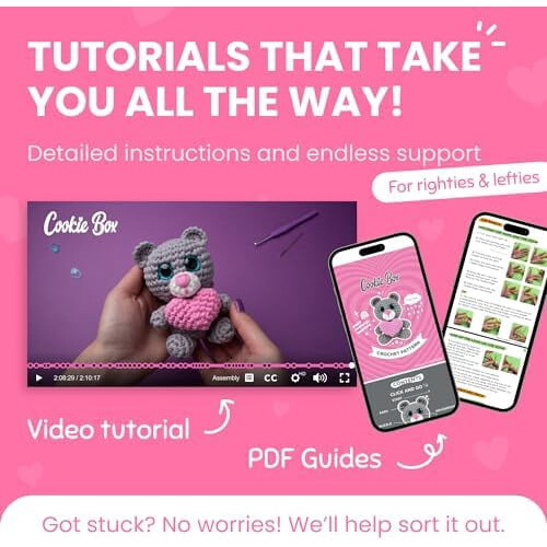 Beginner Crochet Kit – Bear Amigurumi Plushie DIY Set with Video & PDF Tutorials 2