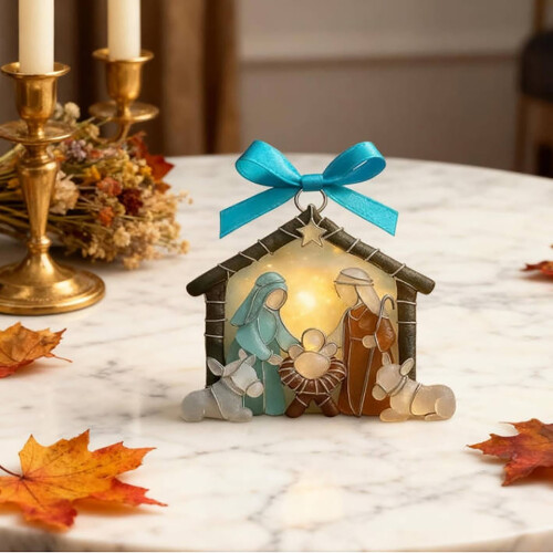 Weihnachtskrippe, Anhänger aus Treibglas, Küstenornament, 2D 2