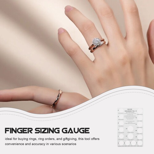KALLORY 2-Pack Ring Size Chart Measuring Ruler White Cardboard for Accurate Individual Ring Measurement 2