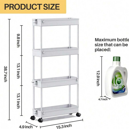 Λεπτή κυλιόμενη βάση αποθήκευσης Cart4Tier για κινητά ράφια μπάνιου, βοηθητικό 2