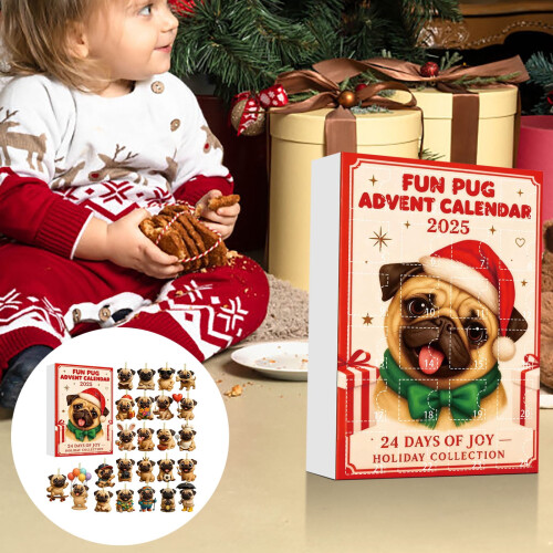 Mops-Adventskalender, 2D-Dekorationsanhänger, 24 Tage 2