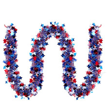 Guirlande patriotique rouge, blanche et bleue en clinquant, décoration pour la fête nationale américaine du 4 juillet, 5,5 mètres de long.