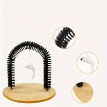 Cat Self-Groomer - Bristle Ring Brush Cat Arch with Carpeted Base, Back Scratcher and Massager for Controlling Shedding and Claws (2Pcs)
