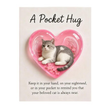 Cat Memorial Pocket Hug, Heart-Shaped with Inspirational Cards,Resin Keepsake Figurines,for Grieving Cat Owners and Cat Lovers