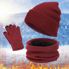 Set invernale da uomo e donna composto da cappello, sciarpa e guanti, scaldacollo foderato in pile, berretto lavorato a maglia, accessori caldi e