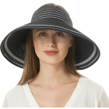 Dameszonneklep, opvouwbare strohoed, zomerse strandhoed, opvouwbare slappe pet met brede rand, diepe stijl, verstelbare maat