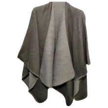 Mantella/scialle/cardigan da donna calda e antivento per autunno/inverno, morbida e accogliente, capospalla a strati versatile, stile poncho, grigio