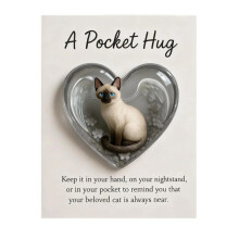 Cat Memorial Pocket Hug, Heart-Shaped with Inspirational Cards,Resin Keepsake Figurines,for Grieving Cat Owners and Cat Lovers