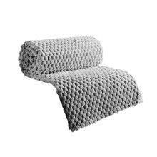 Grote fleece plaid voor op de bank, 100 x 70 cm, superzachte flanellen effen multifunctionele deken voor woonkamer en slaapkamer (grijs)