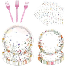 Pappteller mit Wildblumenmuster, 96 Stück