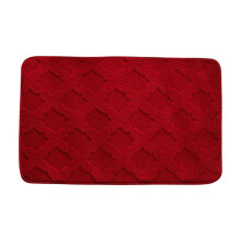 Förtjockade absorberande badrumsmattor - 63,8 x 34,5 cm halkfri polyestergolvmatta för toalett/sovrum, maskintvättbar dörrmatta (röd, 0,45 lb)