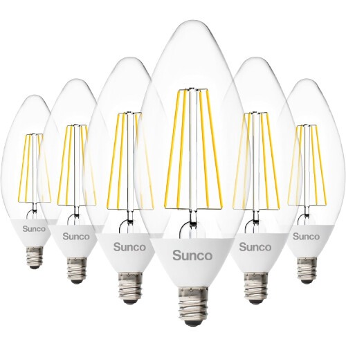 Ampoules LED B11 Edison Sunco, blanc chaud 2700K, lot de 6