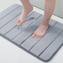 Tapis de bain en mousse à mémoire de forme 61 x 41 cm, ultra doux, antidérapant, absorbant et lavable en machine – Gris