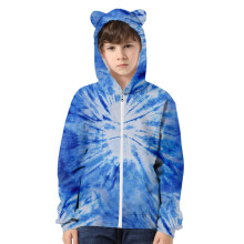Boys Tie Dye 3D Printed Cat Ears Zipper Hoodie for Children with Cat Ears Pullover for Girl and Boy Cool Casual Wear,Z03 Sky Blue,4-5 Years