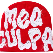 Miesten Naisten Kirjain Graafinen Y2K Pipo Neulotut Hatut Bling Strass Talvi Lämmin Kallohattu Pullover Hattu