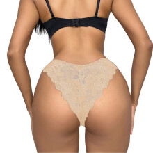 Slip da donna, slip in pizzo di seta da donna, vita media, intimo comodo, design con cavallo puro, intimo da donna, kaki, M