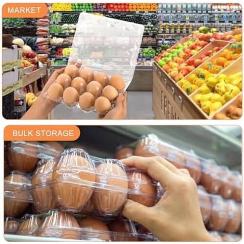 60 Pack Clear Plastic Egg Cartons, Reusable Stackable Egg Containers for Farm, Market & Fridge Storage, 34 Grid 1