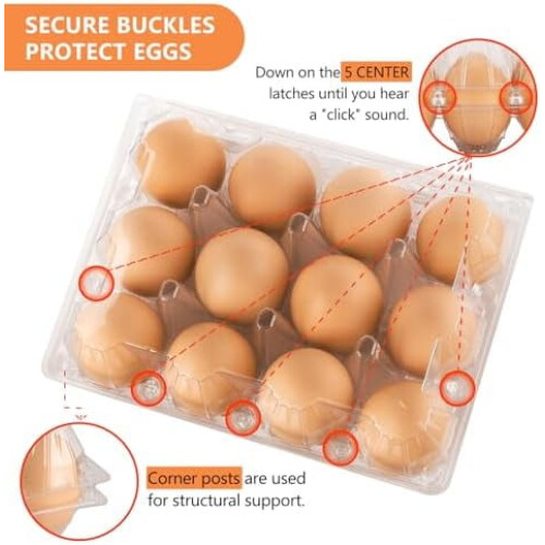 60 Pack Clear Plastic Egg Cartons, Reusable Stackable Egg Containers for Farm, Market & Fridge Storage, 34 Grid 2