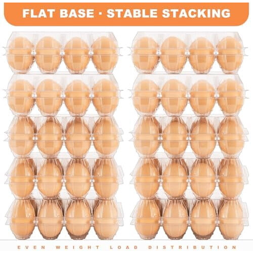 60 Pack Clear Plastic Egg Cartons, Reusable Stackable Egg Containers for Farm, Market & Fridge Storage, 34 Grid 1
