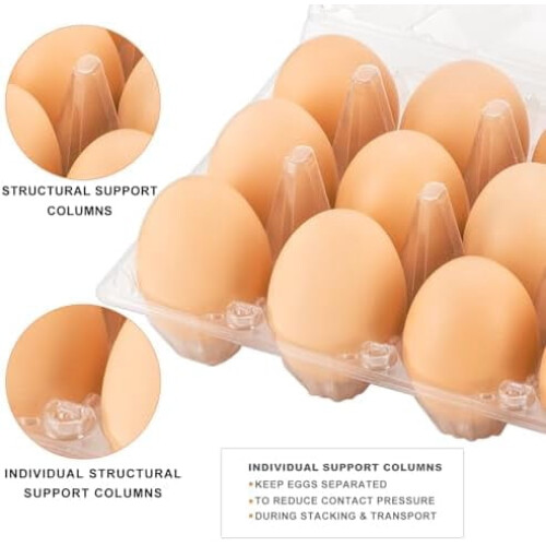 60 Pack Clear Plastic Egg Cartons, Reusable Stackable Egg Containers for Farm, Market & Fridge Storage, 34 Grid 2
