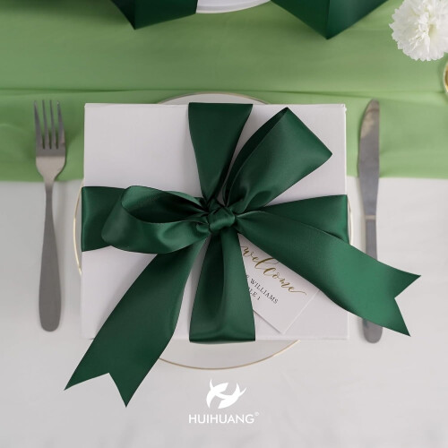 Κορδέλα σατέν διπλής όψης 1,5" σε χρώμα Hunter Green, 50 γιάρδες – για χειροτεχνίες, 2