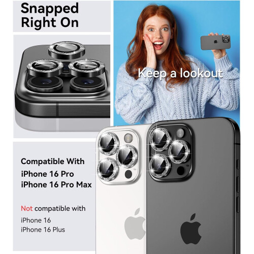 Glittrigt kameralinsskydd för iPhone 16Pro Max – 9H 1