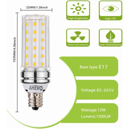 Λαμπτήρες E17 Απαλό Λευκό 3000K 12W 1200LM Ενδιάμεση Βάση 1